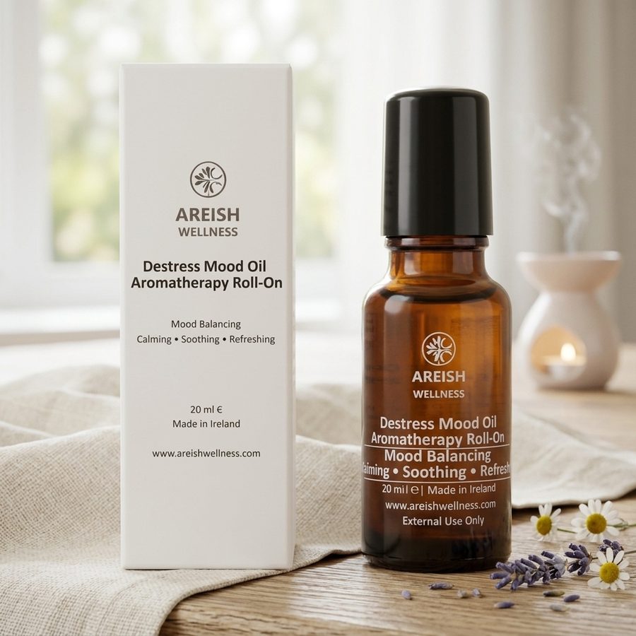 Destress Mood Oil hero packshot, Areish Wellness